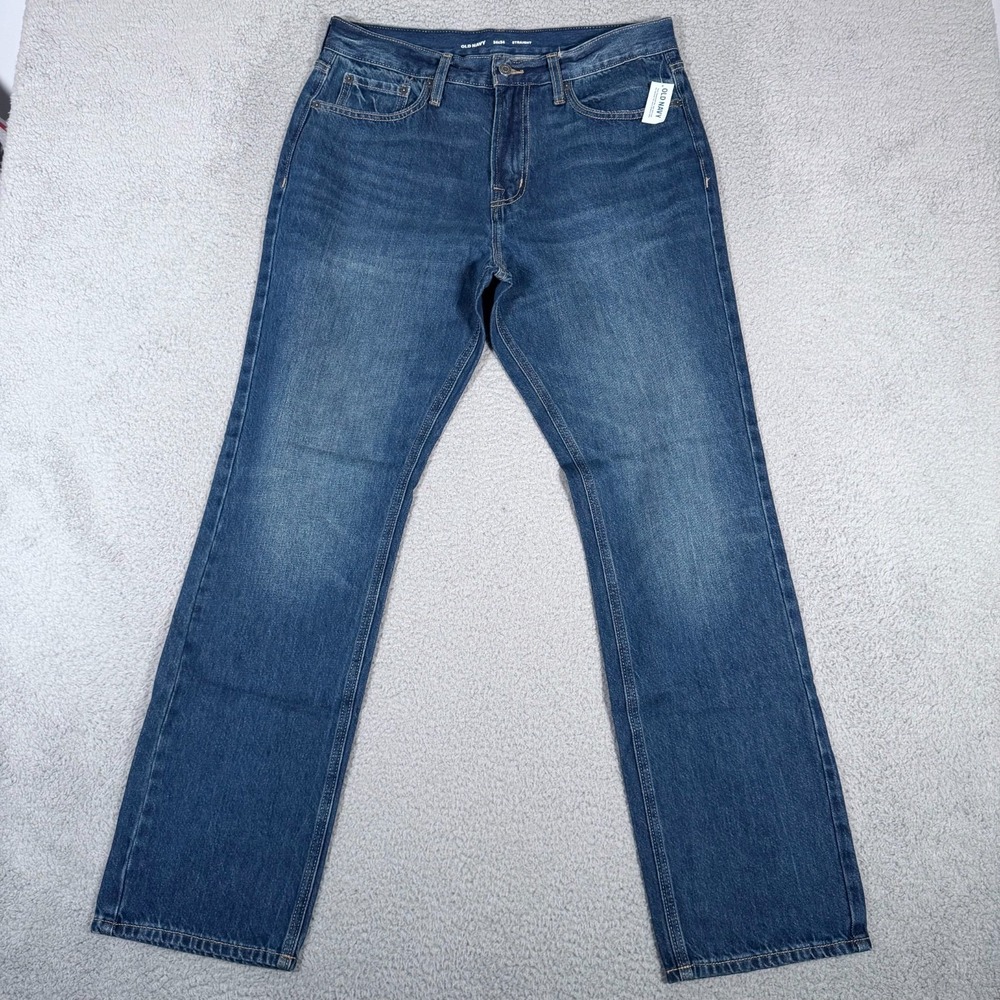 Old Navy Jeans Mens 34x34 (Fits 34x32) Straight Leg Denin Cotton Dark Wash New